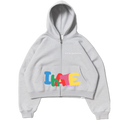 "COLOR CLASH" CROPPED DOUBLE ZIP HOODIE