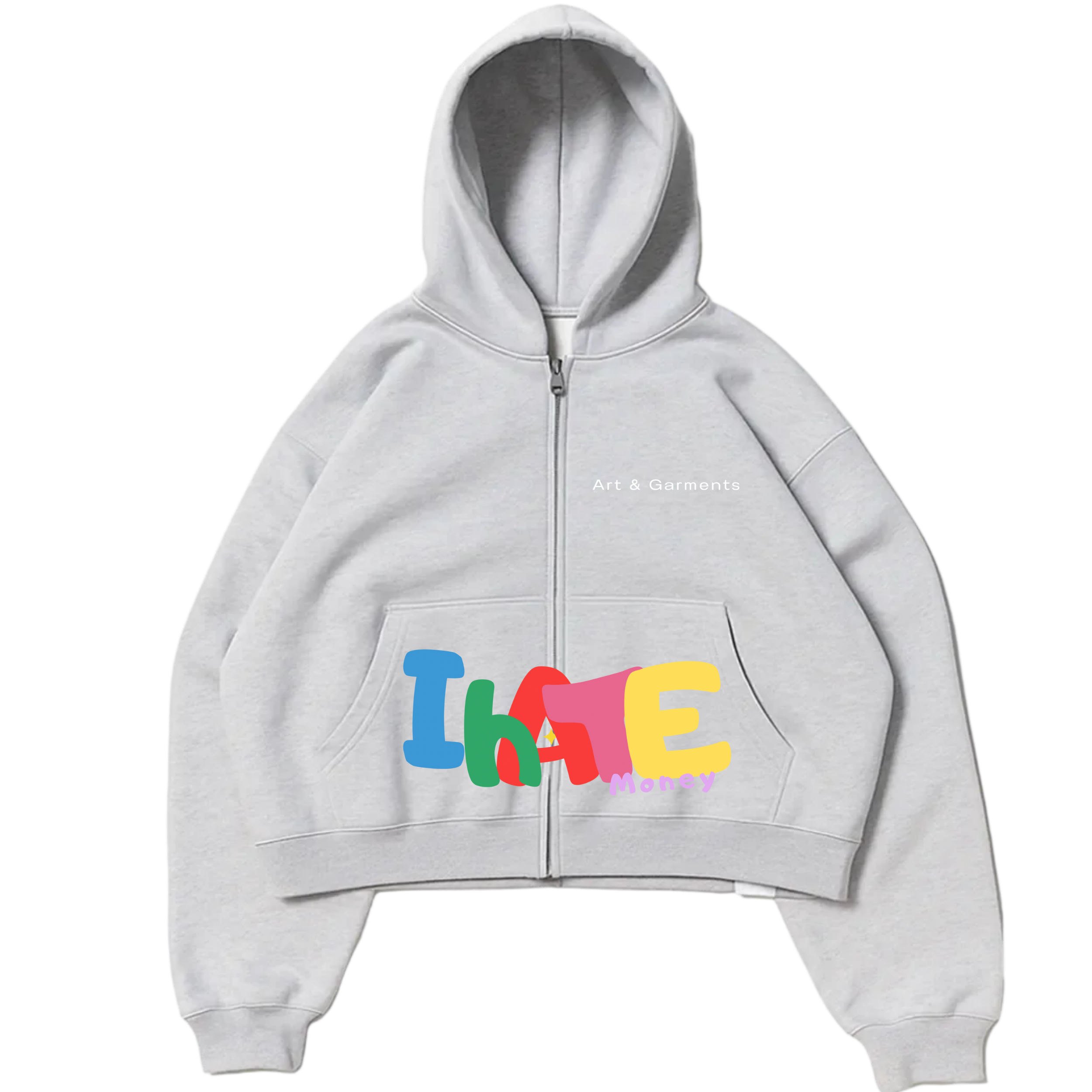 "COLOR CLASH" CROPPED DOUBLE ZIP HOODIE