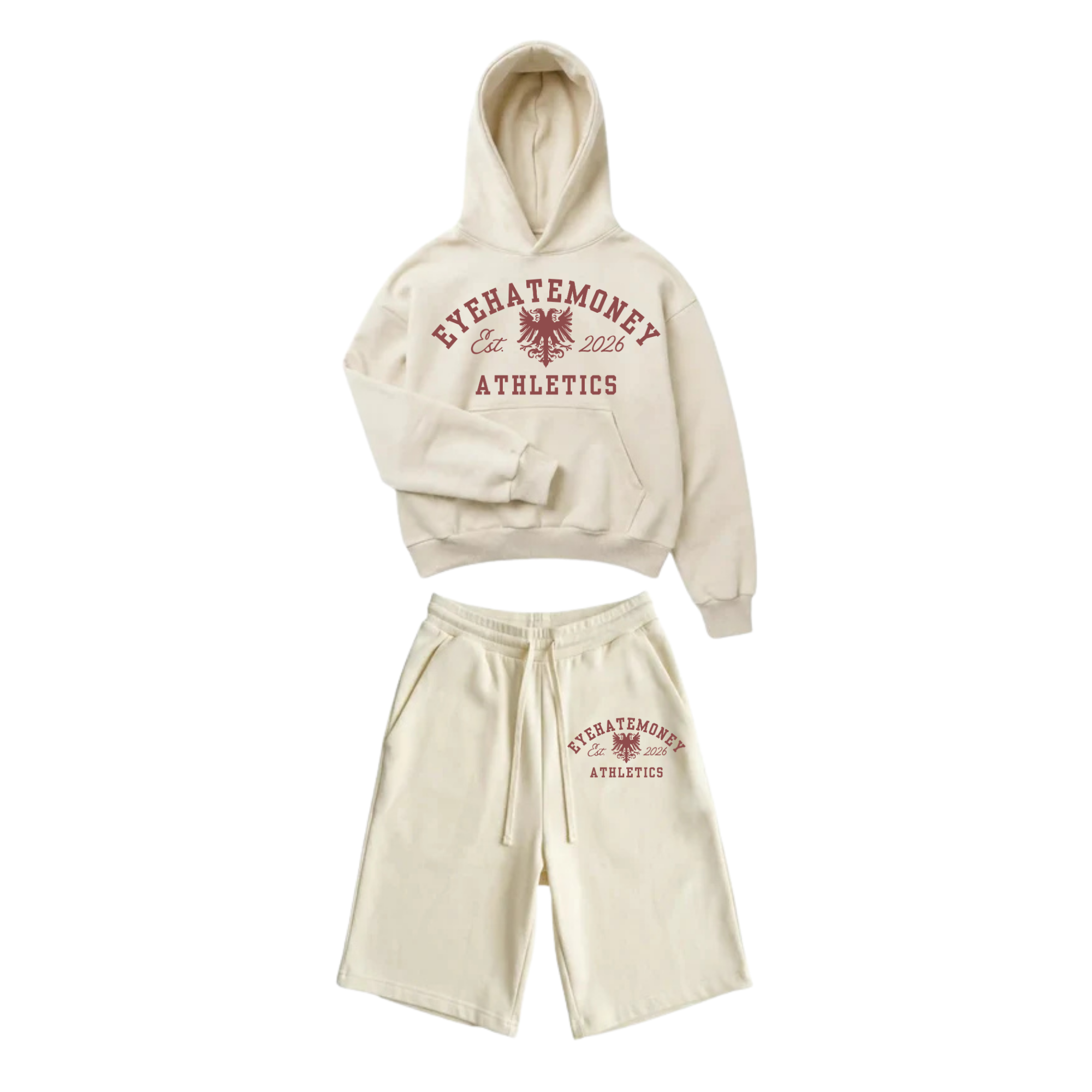 "EHM ATHLETICS" (red) SHORTS SET