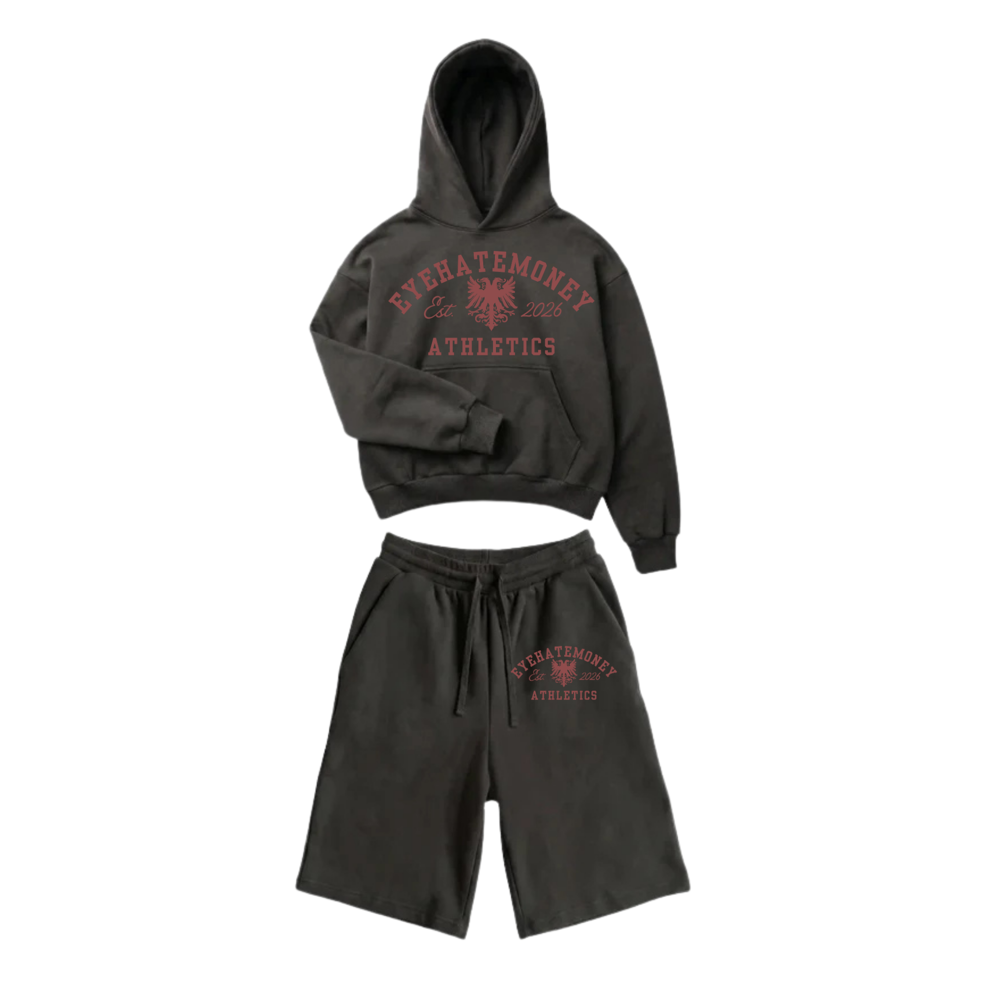 "EHM ATHLETICS" (red) SHORTS SET