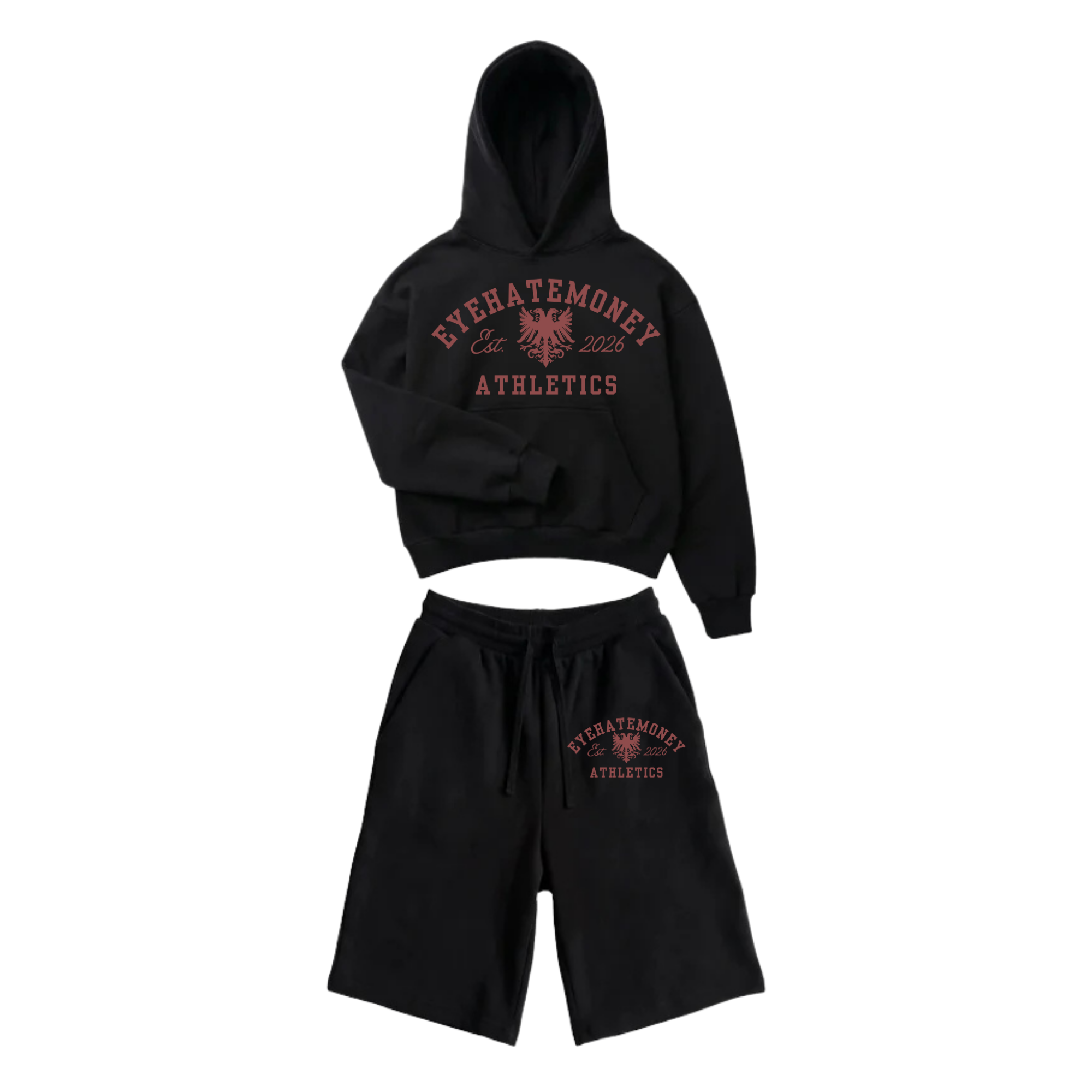 "EHM ATHLETICS" (red) SHORTS SET